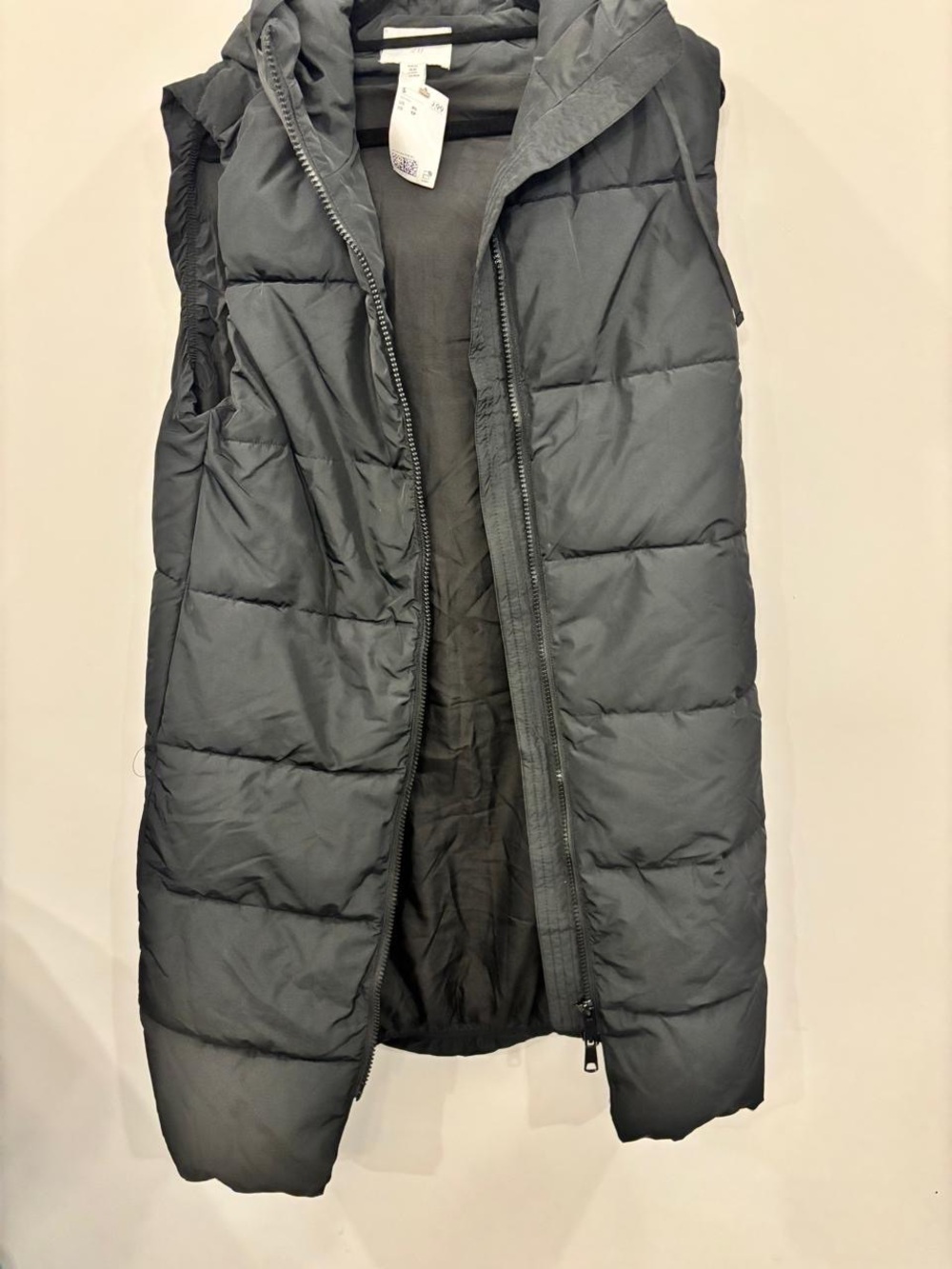 H&M Dark Gray Quilted Puffer Vest with Hood